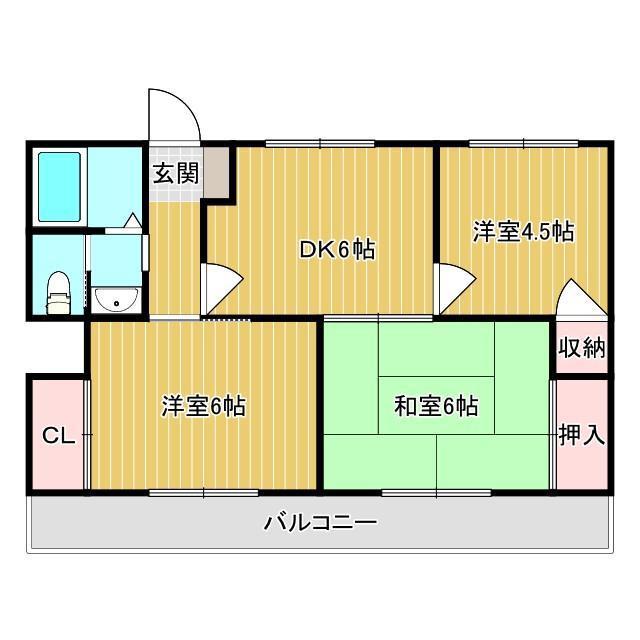 めぞんたきがわ(3DK/1階)の間取り写真