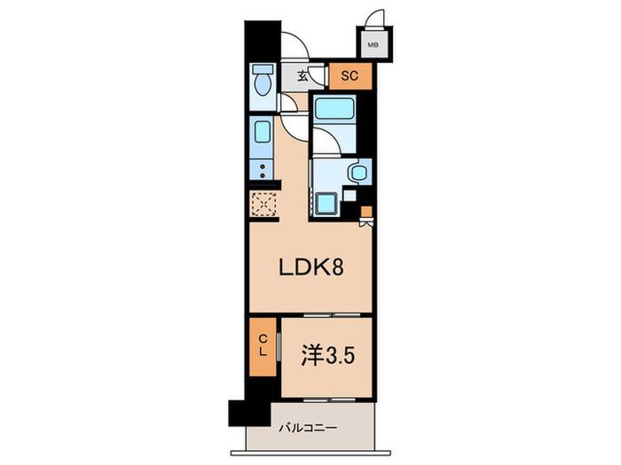 リビオシティ神戸名谷(1LDK/5階)の間取り写真