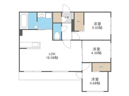 ラ・シュエット北大前(3LDK/4階)の間取り写真