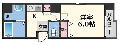 シャトー京橋(1K/5階)の間取り写真