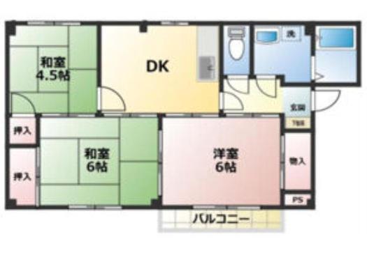 ドリーム(3DK/2階)の間取り写真
