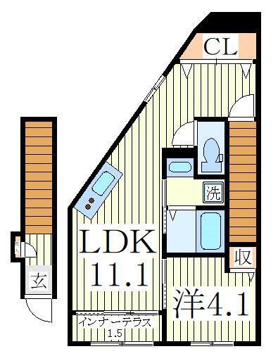 ビルゲ高柳(1LDK/1階)の間取り写真