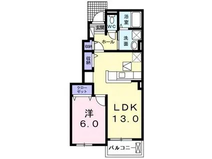 パンジー ハウス(1LDK/1階)の間取り写真