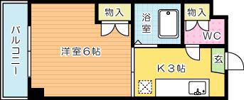 ホワイトハイムYM(1K/3階)の間取り写真