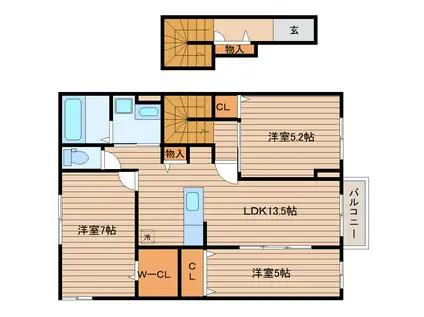 シャノワール柏木(3LDK/2階)の間取り写真