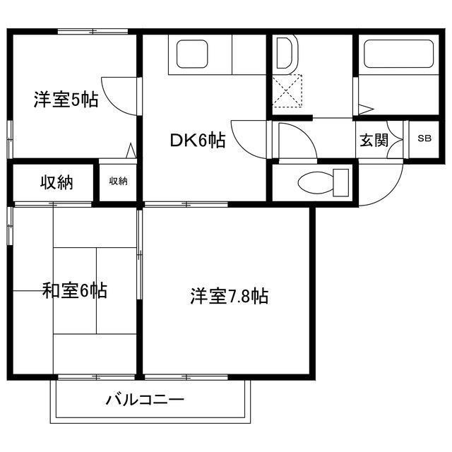 エイセイ勝原(3DK/1階)の間取り写真
