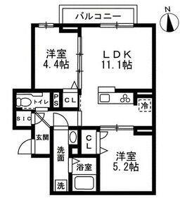 セレスティア豊玉南(2LDK/2階)の間取り写真