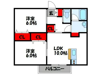 ライフステージクレスト B棟(2LDK/2階)の間取り写真