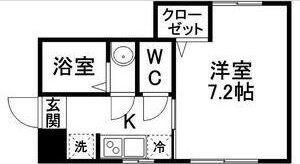 ペルシクム宮町(1K/1階)の間取り写真