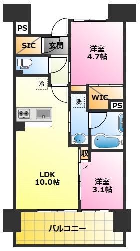 ブランシエスタ新丸子リバーフロント(2LDK/11階)の間取り写真