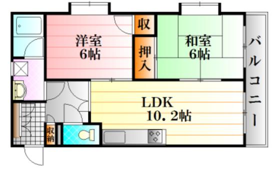 ハーシオンフルタII(2LDK/2階)の間取り写真
