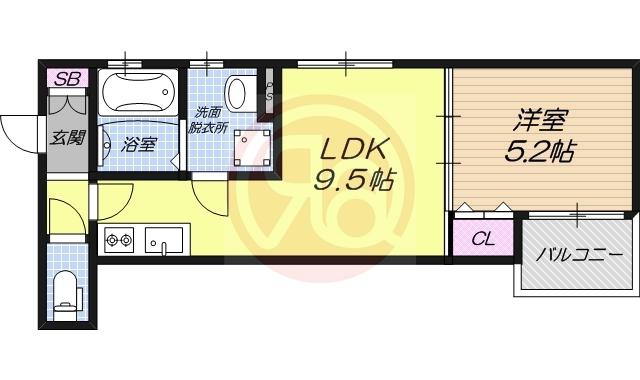 クリエオーレ東住吉I(1LDK/1階)の間取り写真
