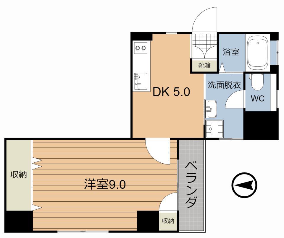 グレイス21(1DK/5階)の間取り写真