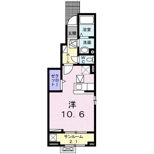 テラス三島町R(ワンルーム/1階)の間取り写真