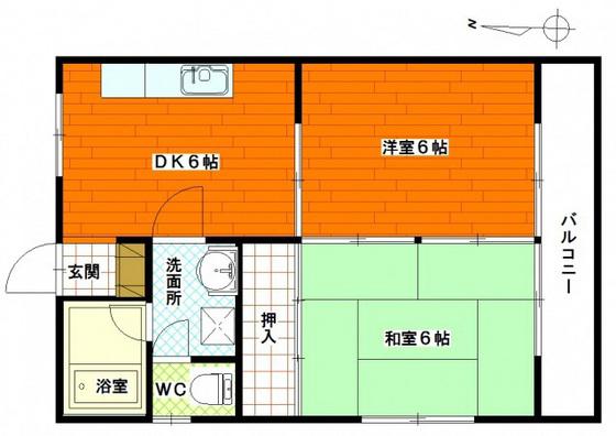 第2佐々木ビル(2DK/4階)の間取り写真