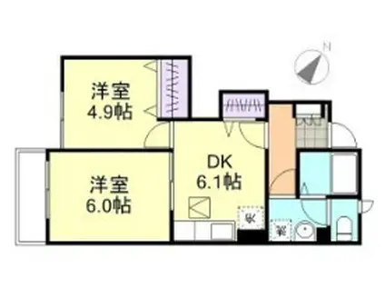 サンクレストD棟(2DK/1階)の間取り写真