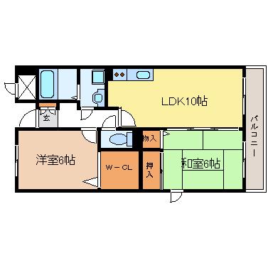 エスポワール栗原(2LDK/2階)の間取り写真