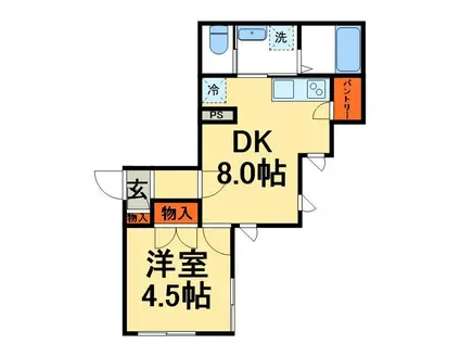 ベルデント柏中央(1DK/1階)の間取り写真