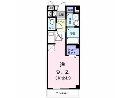 AURORA桐北(1K/1階)の間取り写真