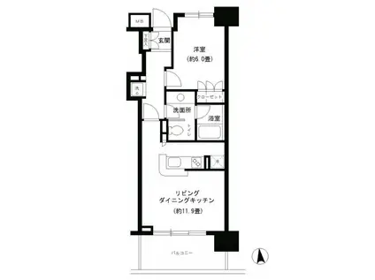 KDXレジデンス芝公園 KDXレジデンス芝公園(1LDK/11階)の間取り写真