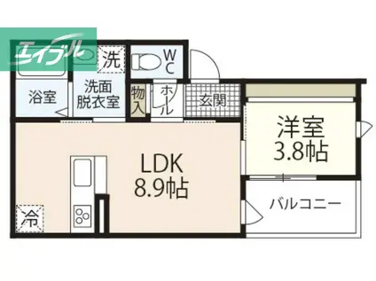 REGALE津島(1LDK/3階)の間取り写真