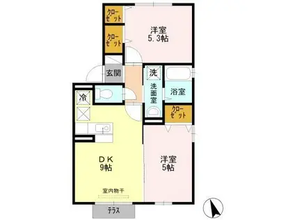 ウィットビオトープ(2DK/1階)の間取り写真