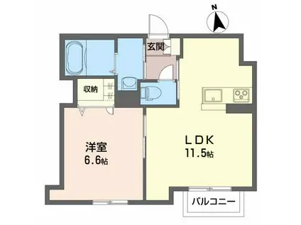 シャーメゾン プランドール神町(1LDK/2階)の間取り写真