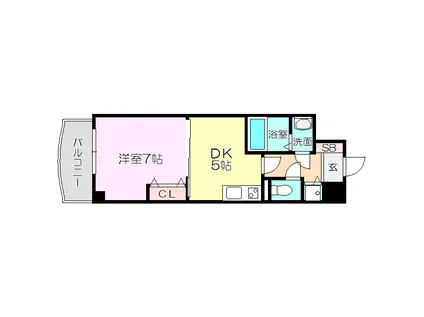 ノルデンタワー新大阪(1DK/12階)の間取り写真