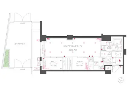 ZOOM練馬高野台(2LDK/1階)の間取り写真