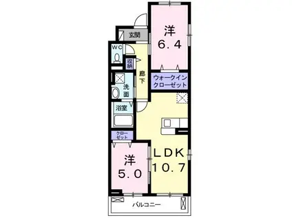 LILY BELL(2LDK/3階)の間取り写真