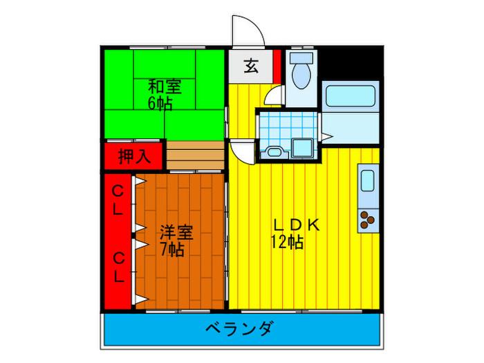 エミネンス弐番館(2LDK/4階)の間取り写真