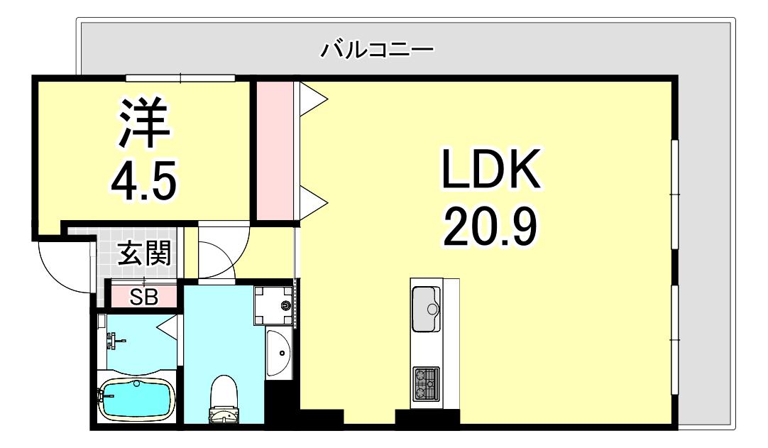 高尾台ハイツ(1LDK/6階)の間取り写真