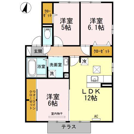 エクセルK III(3LDK/1階)の間取り写真