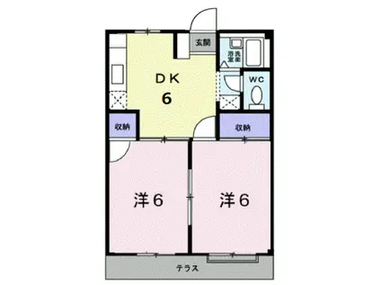 エルディム喜多村B(2DK/1階)の間取り写真