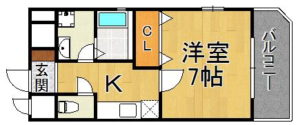 フリーデ373鳴尾(1K/2階)の間取り写真