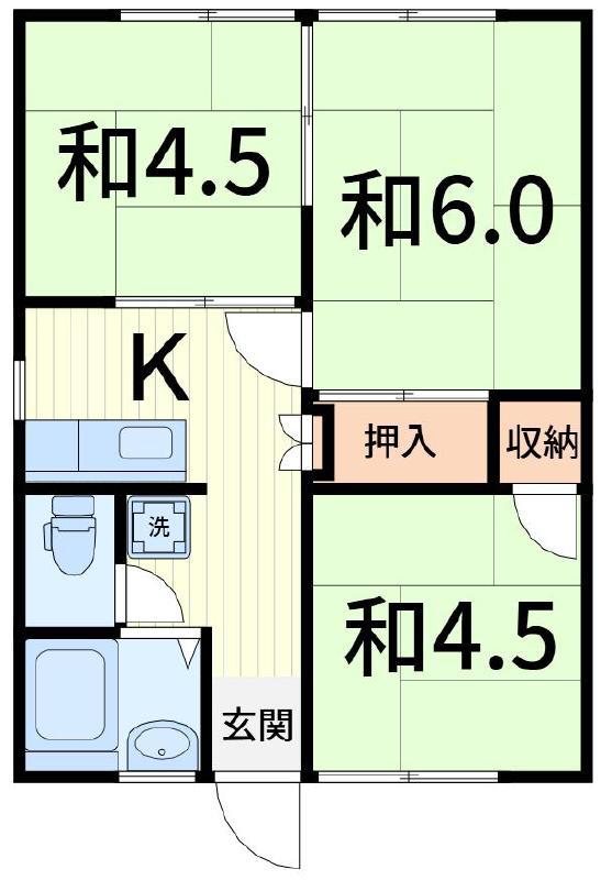 鈴木園ハイツ(3K/1階)の間取り写真
