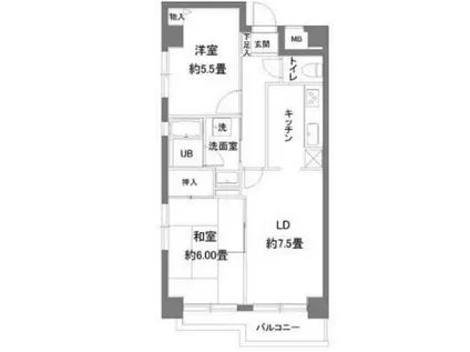 カスタリア新宿7丁目(2DK/3階)の間取り写真