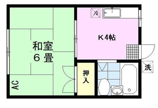 曽根ハウス(1K/2階)の間取り写真