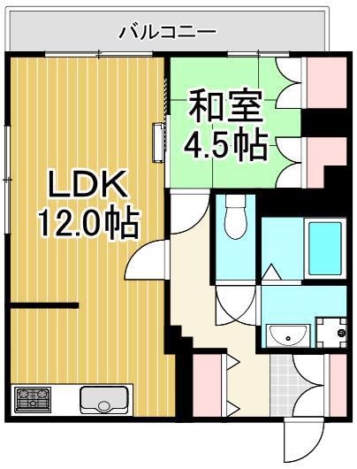 ホワイトハイムミカミ(1LDK/6階)の間取り写真