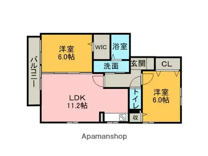 ミーオ・パトリア(2LDK/1階)の間取り写真