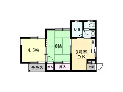 ヴェッセル三ツ沢(2DK/1階)の間取り写真