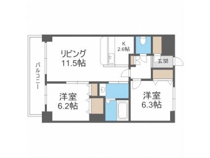 KKS羊ヶ丘(2LDK/8階)の間取り写真