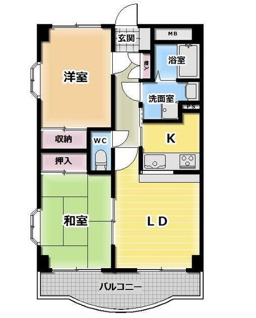 ヴェルシャトー京都(2LDK/3階)の間取り写真