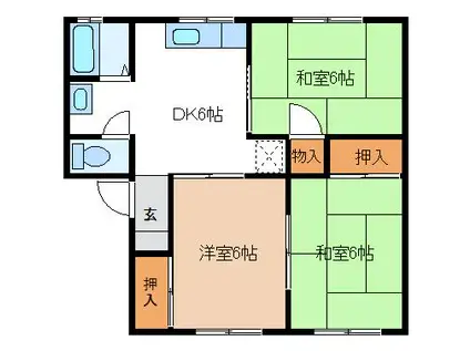 セジュール大湊(3DK/2階)の間取り写真