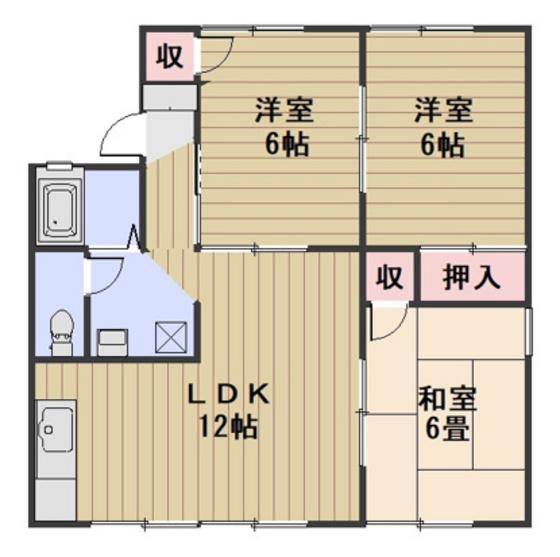 ガーデンヒルズ岡山A棟(3LDK/1階)の間取り写真