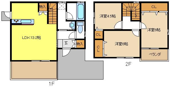 ラルジュ曽根(3LDK/1階)の間取り写真