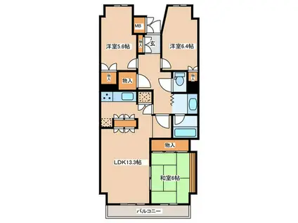 第3大船パークタウンG棟(3LDK/11階)の間取り写真