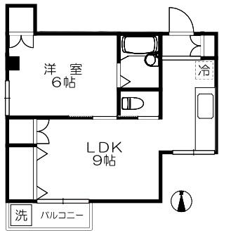 コーポ塩田(1LDK/2階)の間取り写真
