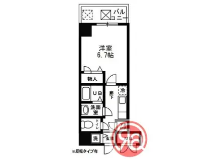 シャルマンフジ大阪城南(1K/4階)の間取り写真