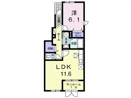 サンリット レジデンスA(1LDK/1階)の間取り写真